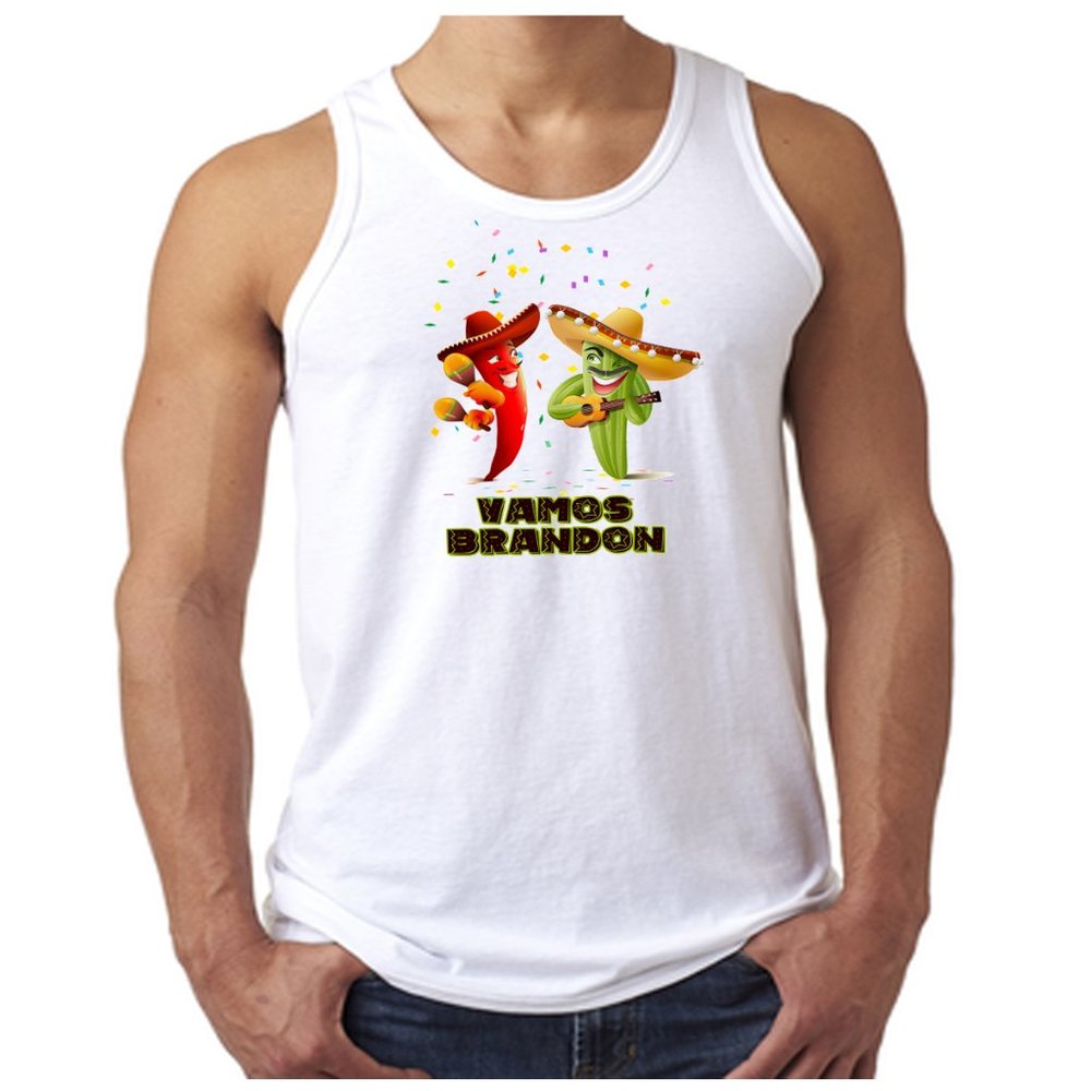 VAMOS BRANDON, POLITICAL FUNNY MENS TANKS ALL SIZES T-1979